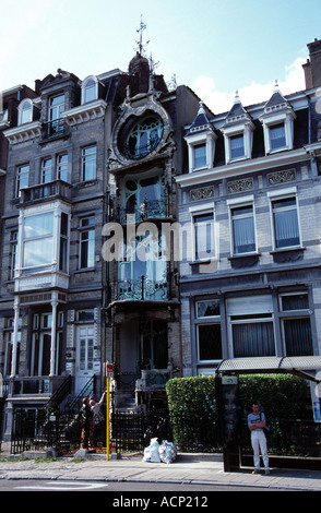 Art Nouveau Haus Maison Saint Cyr Square Ambiorix Brüssel Belgien Stockfoto