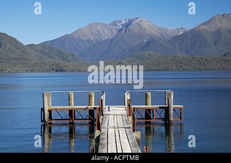 Jetty Lake Te Anau Fjordland Südinsel Neuseeland Stockfoto