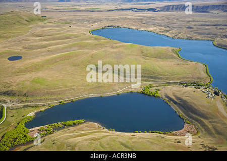 Lake McGregor links und Lake Alexandrina richtige Mackenzie Country Südinsel Neuseeland Antenne Stockfoto