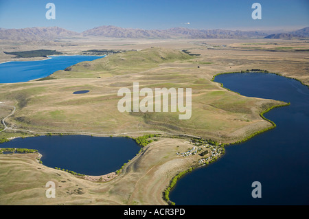 Lake McGregor links und Lake Alexandrina richtige Mackenzie Country Südinsel Neuseeland Antenne Stockfoto