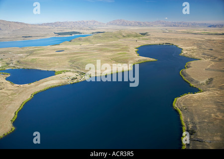 Lake McGregor links und Lake Alexandrina richtige Mackenzie Country Südinsel Neuseeland Antenne Stockfoto