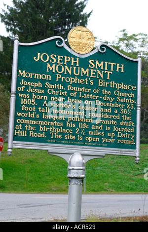 Geburtshaus von Joseph Smith Prophet der Mormonen-Kirche Süd Royalton Vermont Stockfoto