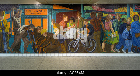 Mosaik in U-Bahn Stationen New York USA Stockfoto