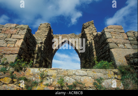 Ruine der Burg Grosnez Grosnez Zeitpunkt St Ouens Jersey Channel Islands Stockfoto