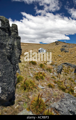 Alte Frau Hütte alte Frau Bereich Central Otago Südinsel Neuseeland Stockfoto