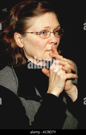 Porträt einer nachdenklichen Frau Alter von 59 Jahren.  "St. Paul" Minnesota USA Stockfoto