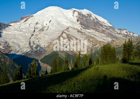 Sonnenaufgang am Morgen auf Mount Rainier Berg Washington State USA Stockfoto