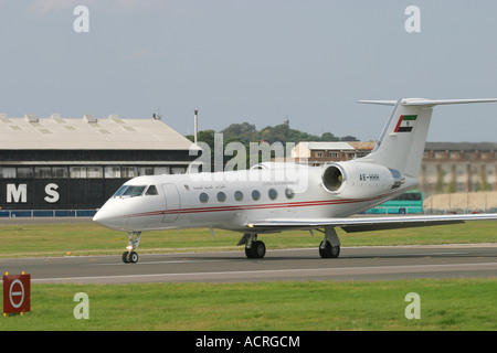 Corporate Jet von Vereinigte Arabische Emirate Regierung Gulfstream Aerospace G-IV am International Air Show Farnborough England UK Stockfoto