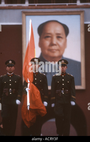 Erhöhung der Zeremonie in Platz des himmlischen Friedens Peking China Flagge Stockfoto