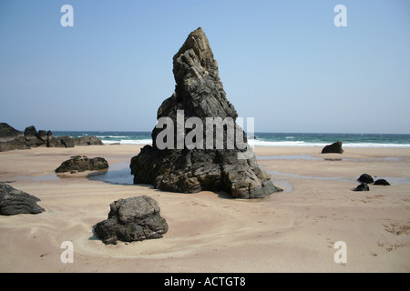 Felsformation am Strand Sango Bay in der Nähe von Durness, Sutherland, Schottland Mai 2006 Stockfoto