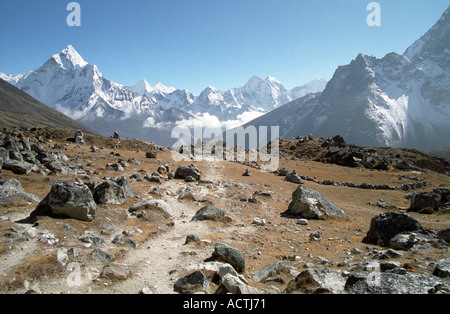 Tal der Gedenkstätten für starb am Everest in Gorak Shep Nepal Stockfoto