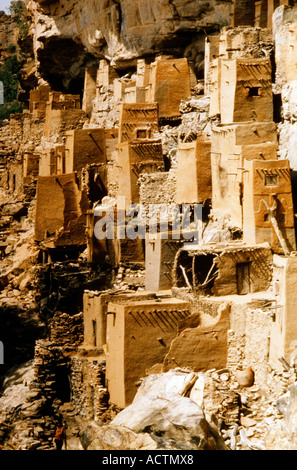 Teli Dogon Mali Häuser im Felsen am Hang Stockfoto