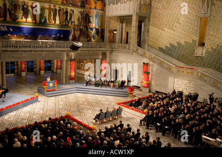 Muhammad Yunus Dankesrede bei der 2006 Nobel Friedenspreis Zeremonie Stockfoto