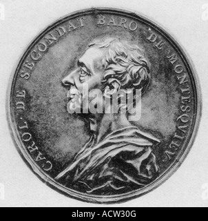 Montesquieu, Charles Baron de, 1689 - 1755, französischer Philosoph, Begründer des Konstitutionalismus, Originalmedaille, 1743, Stockfoto