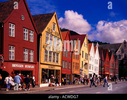 Das Bryggen, Bergen, Hordaland, Norwegen Stockfoto