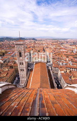 Florenz Duomo von Brunelleschi s Dome Blick auf Kathedrale und Glockenturm Campanile Florenz-Toskana-Italien-Italia-Europa Stockfoto