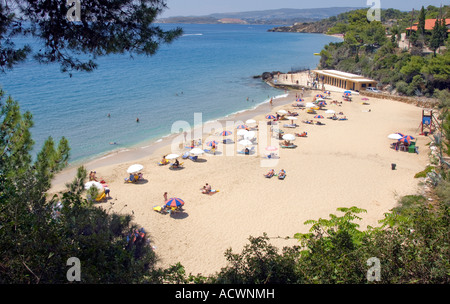 Strand von Platis Gialos, Lassi, Ionische Inseln Kefalonia, Griechenland. Stockfoto
