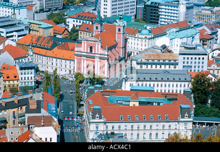 Blick von der Burg zum Zentrum von Ljubljana, Slowenien Stockfoto