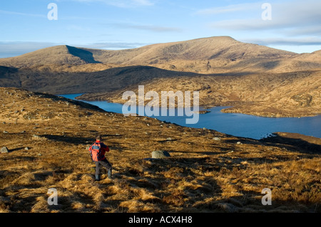 Merrick, höchste Erhebung in den Southern Uplands, gesehen von der Rig von The Jarkness Ridge, Dumfries and Galloway, Schottland, Großbritannien Stockfoto