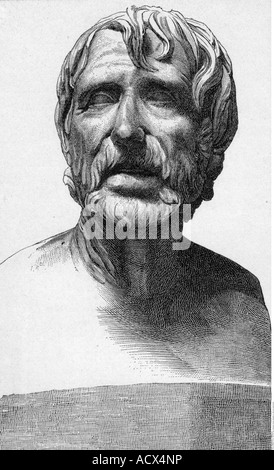 Seneca, Luzius Annaeus, 4 v. Chr. - 65 n. Chr., römischer Philosoph und Autor/Schriftsteller, Porträt, Gravur nach alter Büste, ca. um das Jahr 1842, Stockfoto