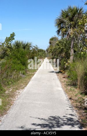 Blick auf einen einsamen Radweg, Sanibel Island Florida Vereinigte Staaten usa Stockfoto