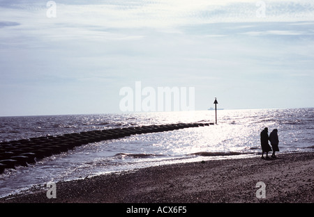 Meer-Verteidigung am Cobbolds Punkt Felixstowe, Suffolk, UK. Stockfoto