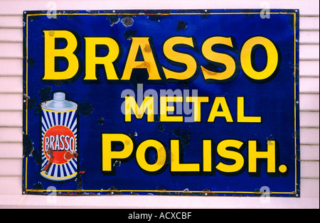 Alte Emaille Brasso Werbeschild Stockfoto