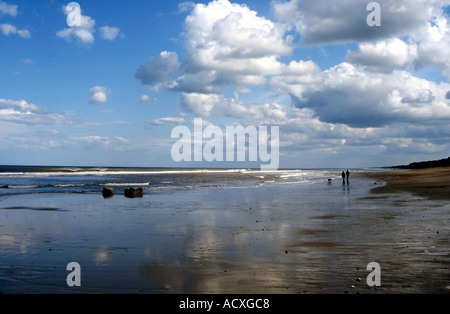 Weite der Sand am Strand an der Küste von Nordostengland Stockfoto