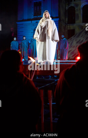 Jesus Christus in der ökumenischen Passionsspiel, Via Crucis - Kreuzweg, Helsinki, Finnland Stockfoto