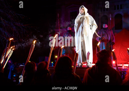 Jesus Christus in der ökumenischen Passionsspiel, Via Crucis - Kreuzweg, Helsinki, Finnland Stockfoto