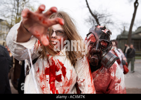 Ein Zombie Walk Event in Helsinki Stockfoto