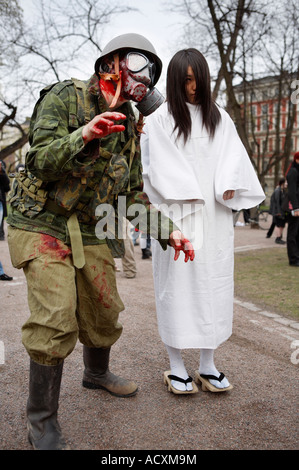 Ein Zombie Walk Event in Helsinki Stockfoto