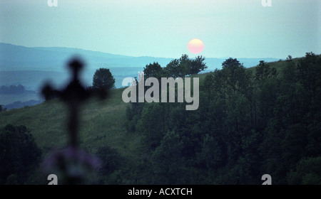 Sonnenuntergang über das Bieszczady-Gebirge, Polen Stockfoto