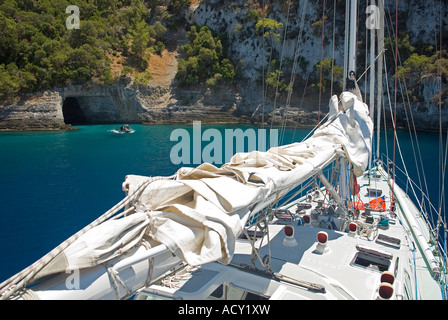 IFAW Segelboot Forschung Song Of The Whale auf Forschung Reise über Mittelmeer-Mönchsrobben, Fethiye Türkei Stockfoto