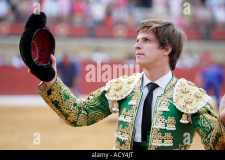 Julian - El Juli - Lopez, eine spanische Matador, während eine Ehrenrunde nach einem Stierkampf, Spanien Stockfoto