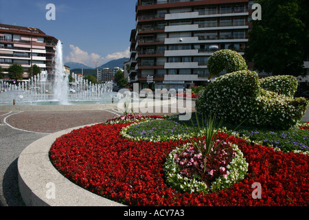 Brunnen tanzen in Thonon Les Bains Genfer See Frankreich Stockfoto