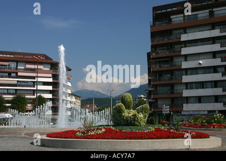 Brunnen tanzen in Thonon Les Bains Genfer See Frankreich Stockfoto