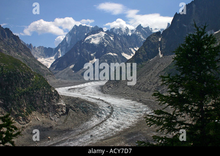 Das Mer de Glace Gletscher Montenvers in der Nähe von Chamonix Haute Savoie Frankreich Stockfoto