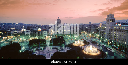 ESP Spanien Barcelona Plaza de Catalunya Sonnenuntergang Stockfoto