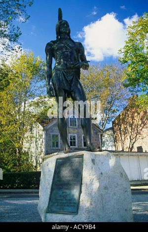 Plymouth Massachusetts Statue von Massasoit, ein Indianer, die die Pilger geschützt Stockfoto