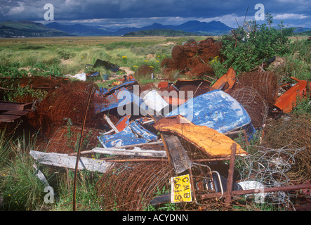 Gwynedd Snowdonia in der Nähe von Harlech Umweltverschmutzung Dumping Schrott Stockfoto