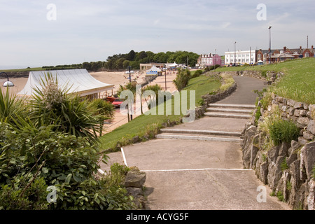 Wales Glamorgan Barry Insel Promenade und Whitmore Bay Strand Stockfoto