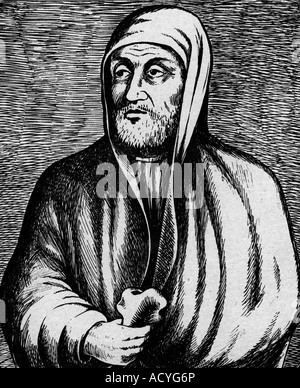 Avicenna (Abu Ali Sina), 980 - 1037, persischer Philosoph und Arzt, halbe Länge, nach mittelalterlichen Gravuren, Stockfoto