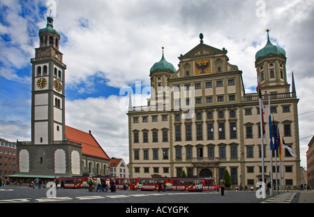 Perlach-Turm und Rathaus, Augsburg, Deutschland Stockfoto