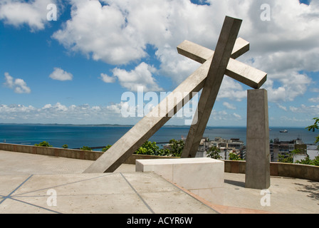 Largo da Cruz Quebrada, Cross gefallen, Pelourinho, Salvador, Bahia, Brasilien Stockfoto