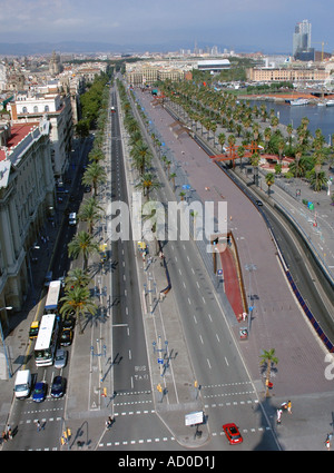 Panoramablick über den Passeig de Colom Barcelona Barça Barca Catalonia Katalonien Katalonien Costa Brava España Spanien Europa Stockfoto