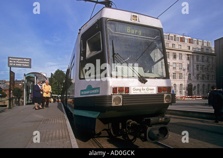 Manchester Metrolink Straßenbahn, St.-Peter Platzes, England, UK Stockfoto