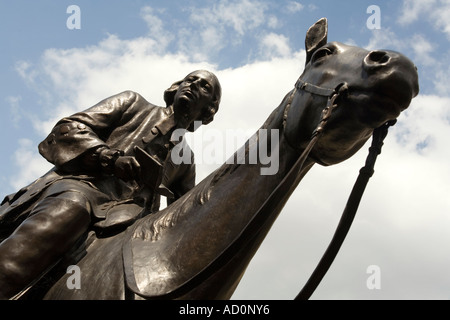 England Bristol Broadmead Methodismus John Wesleys Kapelle Statue von Wesley auf dem Pferderücken Stockfoto