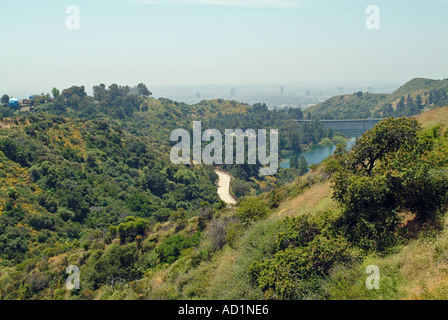 Stausee Lake Hollywood Los Angeles Kalifornien als Hochwasserschutz dient Stockfoto