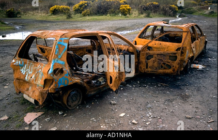 Ausgebrannte Autos Stockfoto